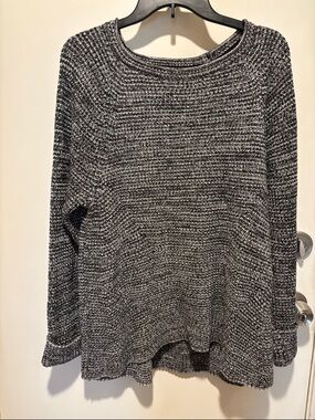 Style & Co. Black and White Marled Crewneck Sweater